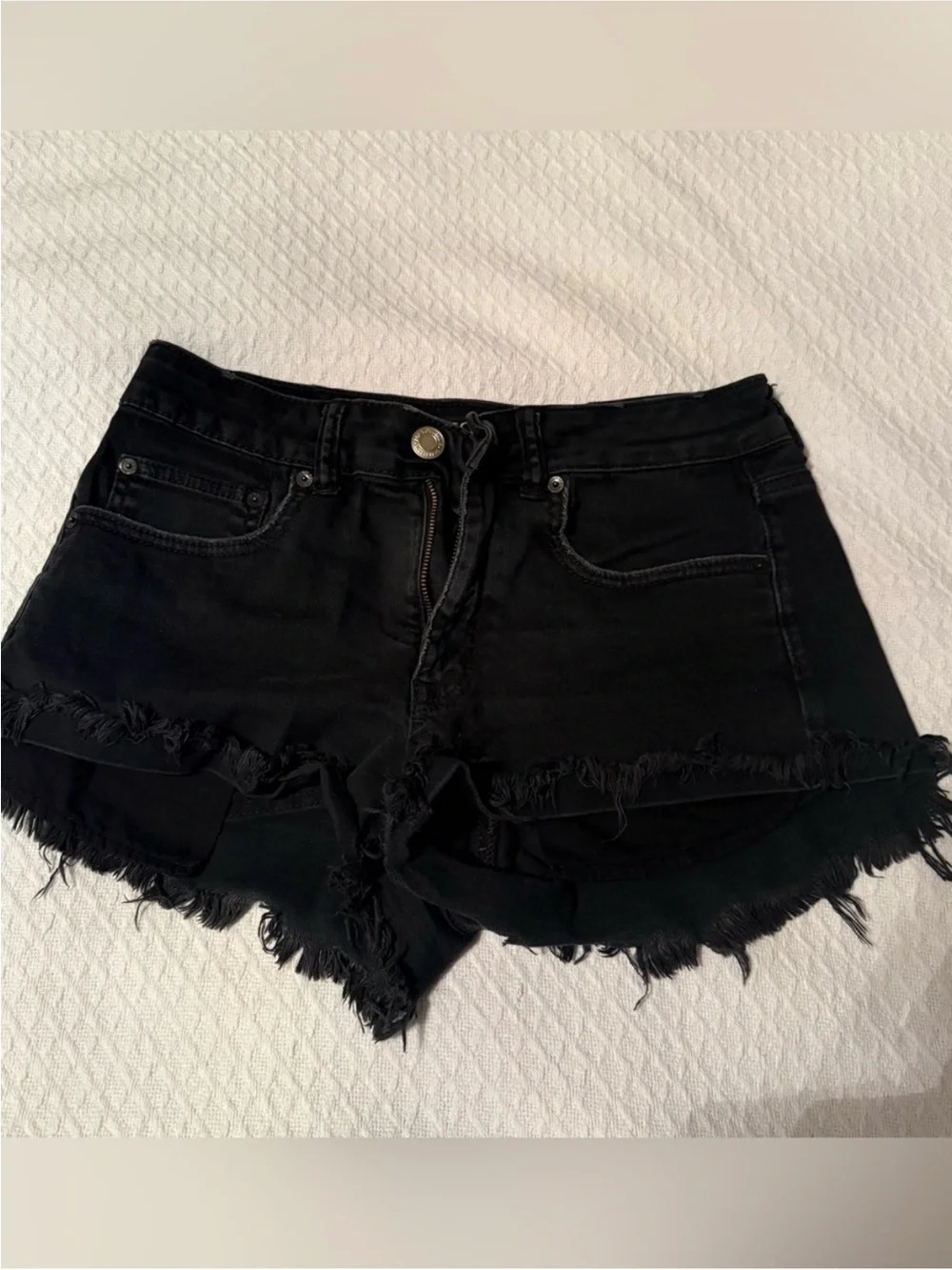American Eagle Outfitters Black Distressed Denim Shorts